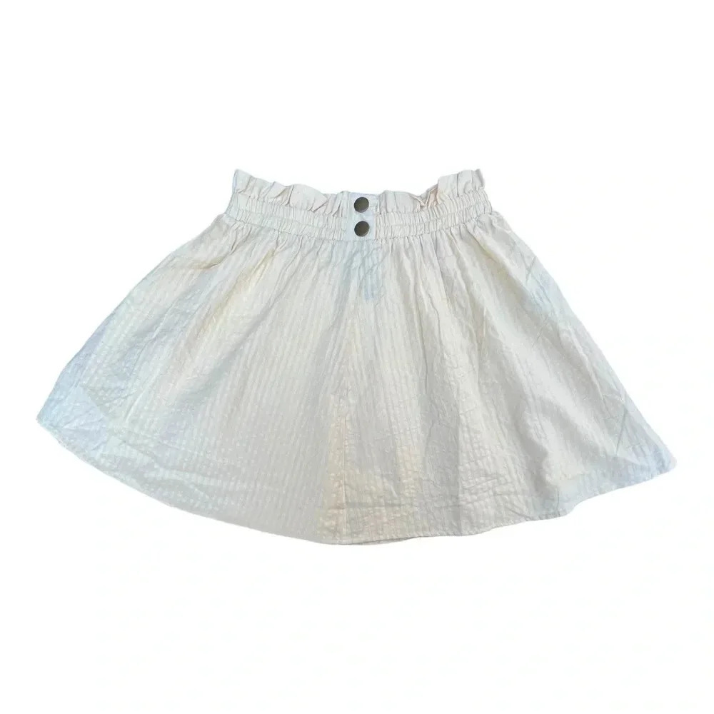 Asos Mini Skirt Seersucker Yellow and White Stripe Petite Size 4 Cotton‎ New